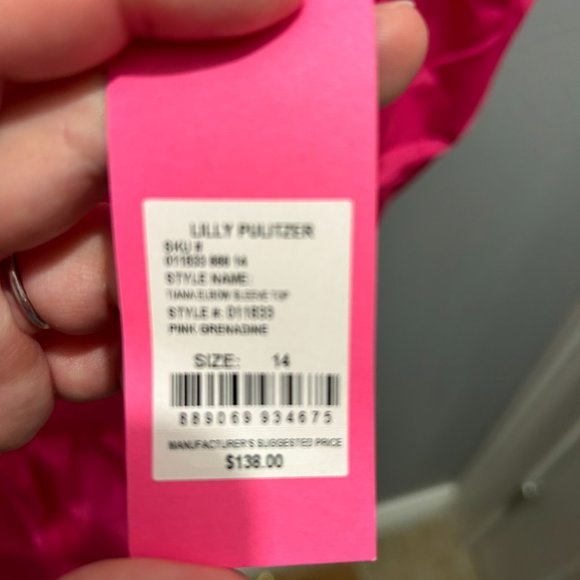 Lilly Pulitzer Pink Puff Sleeve Top - Picture 3 of 5